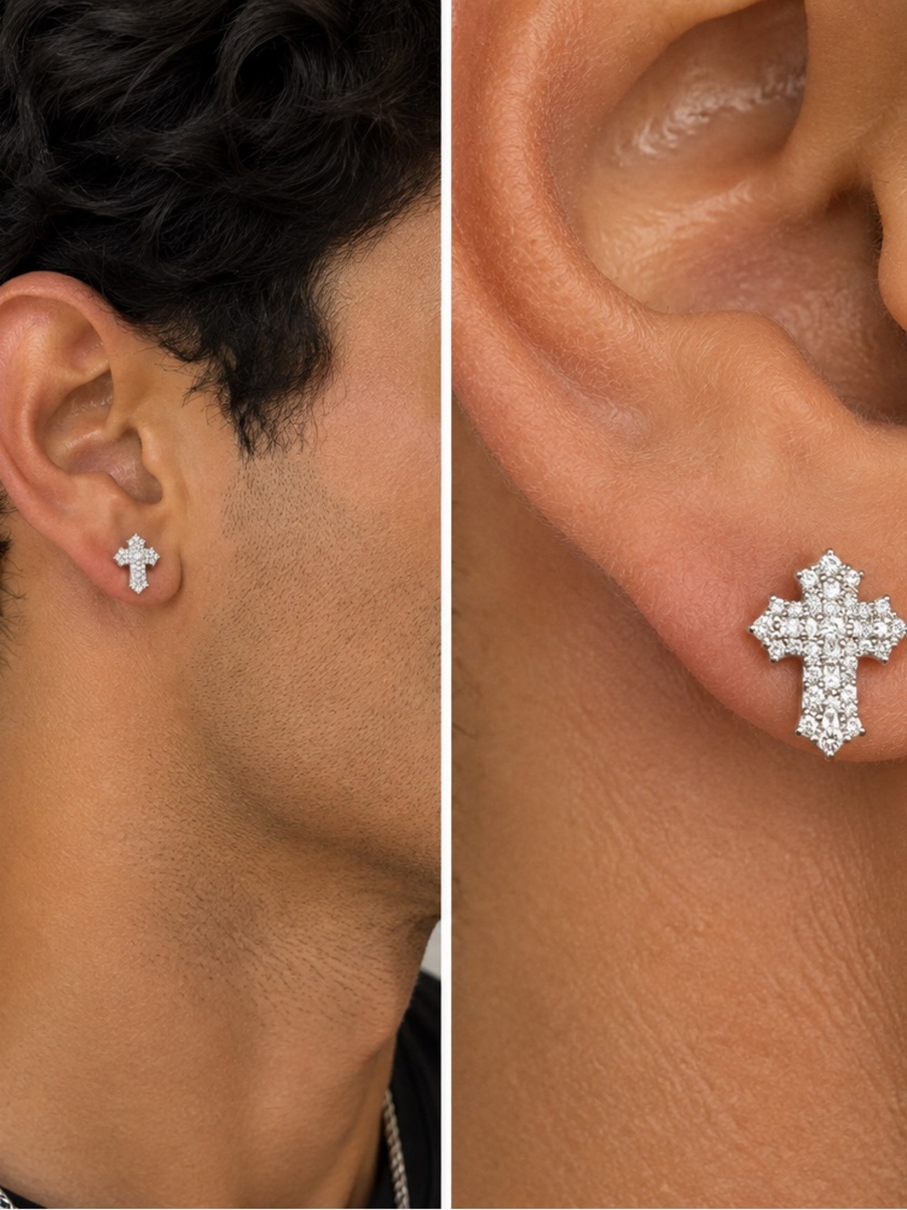 Men's 925 silver earrings with moissanite stones excellent for any occasion